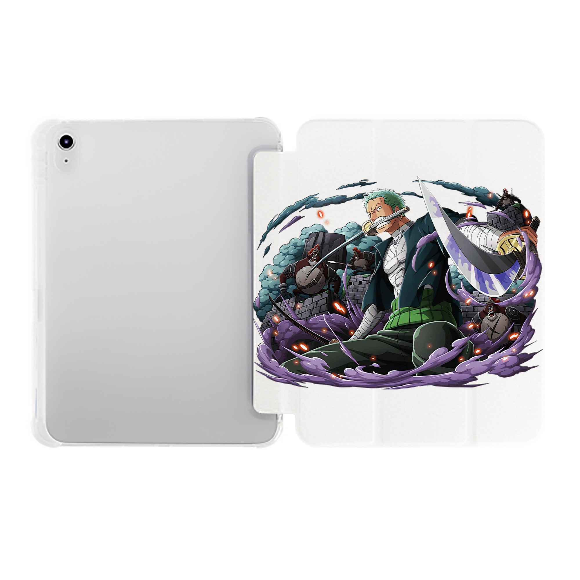 （画像用） ワンピース ロロノア・ゾロ ONE PIECE Roronoa Zoro IPad ケース ペン収納付き 三つ折りスタンド PUレザー×シリコン 対応機種9.5/10.5/10.9インチ